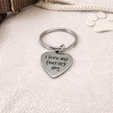 I Love My Therapy Dog Keychain Stainless Steel Engraved Charm Dog Lover Gift Emotional Support Animal Keyring