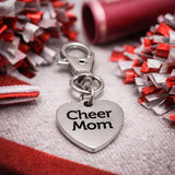 Cheer Mom Clip On Charm Cheerleader Gift Stainless Steel Engraved Heart Charm Cheer Team Mom Accessory