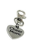 Cheer Mom Clip On Charm Cheerleader Gift Stainless Steel Engraved Heart Charm Cheer Team Mom Accessory