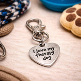 I Love My Therapy Dog Clip On Charm Dog Lover Gift Stainless Steel Engraved Heart Charm Therapy Dog Accessory