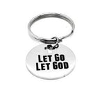 Let Go Let God Faith Keychain Christian Gift Inspirational Religious Stainless Steel Engraved Charm Keyring