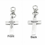 Success Scripture Cross Clip On Charm Stainless Steel Faith Gift Christian Bag Charm Bible Verse Inspirational Religious Accessory