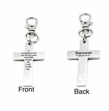 Success Scripture Cross Clip On Charm Stainless Steel Faith Gift Christian Bag Charm Bible Verse Inspirational Religious Accessory