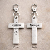 Success Scripture Cross Clip On Charm Stainless Steel Faith Gift Christian Bag Charm Bible Verse Inspirational Religious Accessory