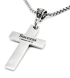 Success Scripture Cross Necklace Bible Verse Christian Jewelry Faith Gift Inspirational Double Sided Cross