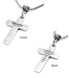 Success Scripture Cross Necklace Bible Verse Christian Jewelry Faith Gift Inspirational Double Sided Cross