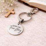 John 3 16 True Story Keychain Christian Faith Keychain Scripture Jewelry Stainless Steel Religious Gift Inspirational Accessory