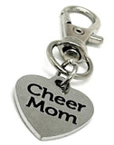 Cheer Mom Clip On Charm Cheerleader Gift Stainless Steel Engraved Heart Charm Cheer Team Mom Accessory