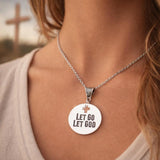 Let Go Let God Faith Necklace Stainless Steel Christian Jewelry Inspirational Scripture Gift Religious Encouragement Necklace