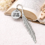 Let Go Let God Feather Bookmark Faith Gift Christian Stainless Steel Engraved Charm Inspirational Religious Bookmark