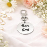 Bon Ami French Friendship Clip On Charm Stainless Steel Engraved Charm Gift For Best Friend Purse Zipper Planner Keyring Accessory