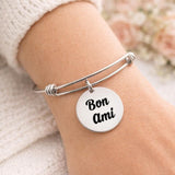 Bon Ami Friendship Expanding Bangle Bracelet Stainless Steel Engraved Charm Gift For Friend