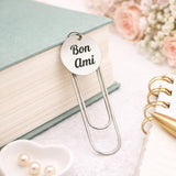Bon Ami Paperclip Bookmark Stainless Steel Engraved Charm Friendship Gift Minimalist Book Lover Accessory