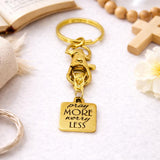 Pray More Worry Less Keychain Faith Gift Christian Gold Stainless Steel Engraved Charm Inspirational Religious