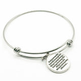 Serenity Prayer Bracelet Faith Jewelry Recovery Gift Silver Plated Charm Stainless Steel Expanding Bangle