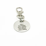 Love Bears All Things Clip On Charm Stainless Steel Faith Keychain Christian Scripture Gift Encouragement Inspiration