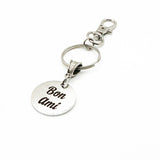 Bon Ami Friendship Keychain Stainless Steel Engraved Charm Gift For Best Friend Bag Charm Zipper Pull Accessory