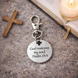 God Restores My Soul Psalm 23 3 Clip On Charm Stainless Steel Faith Charm Lobster Clasp Purse Charm Zipper Pull Bible Verse Gift