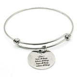 Christian Love Scripture Bracelet Stainless Steel Faith Jewelry Bible Verse Bracelet With Cross Charm Inspirational Gift