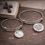 Serenity Prayer Bracelet Faith Jewelry Recovery Gift Silver Plated Charm Stainless Steel Expanding Bangle