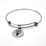 IBS Medical Condition Charm Bracelet Stainless Steel Expanding Bangle Digestive Health Awareness Jewelry