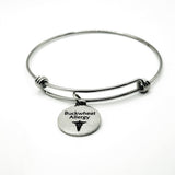 Buckwheat Allergy Medical Condition Charm Bracelet Stainless Steel Expanding Bangle Allergy Awareness Jewelry