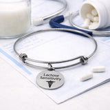 Lactose Sensitivity Medical Condition Charm Bracelet Stainless Steel Expanding Bangle Food Sensitivity Awareness Jewelry