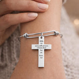Christ Died For Us Romans 5 8 Charm Bracelet Stainless Steel Expanding Bangle Scripture Bracelet Christian Gift Faith Jewelry