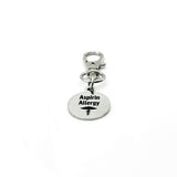 Aspirin Allergy Medical Alert Clip On Charm Stainless Steel Allergy Tag Emergency Awareness Gift