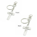 Success Scripture Cross Clip On Keychain Christian Gift Bible Verse Keychain Faith Keyring Inspirational Stainless Steel Cross Charm