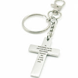 Success Scripture Cross Clip On Keychain Christian Gift Bible Verse Keychain Faith Keyring Inspirational Stainless Steel Cross Charm