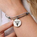 Fava Bean Allergy Medical Condition Charm Bracelet Stainless Steel Expanding Bangle Allergy Awareness Jewelry