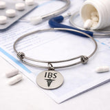 IBS Medical Condition Charm Bracelet Stainless Steel Expanding Bangle Digestive Health Awareness Jewelry