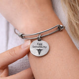 Egg Sensitivity Medical Condition Charm Bracelet Stainless Steel Expanding Bangle Food Sensitivity Awareness Jewelry