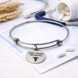 High Gluten Sensitivity Medical Condition Charm Bracelet Stainless Steel Expanding Bangle Food Sensitivity Awareness Jewelry