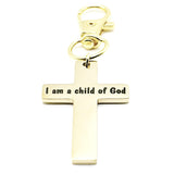 I Am A Child Of God-Plated Gold Cross Charm
