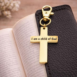 I Am A Child Of God-Plated Gold Cross Charm
