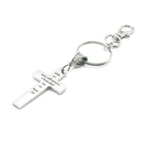 Christ Died For Us Romans 5 8 Charm Keychain Stainless Steel Christian Gift Scripture Cross