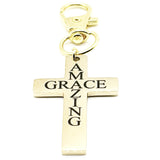 Amazing Grace Gold-Plated Cross Clip On Charm