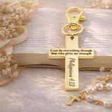 Philippians 413 Gold-Plated Cross Clip Charm