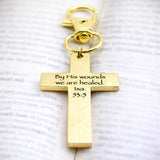 Isaiah 53 5 Gold-Plated Cross Clip Charm