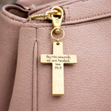 Isaiah 53 5 Gold-Plated Cross Clip Charm