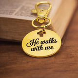 He Walks With Me Gold-Plated Cross Clip On Charm