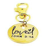 Loved John 3 16 Gold-Plated Cross Charm