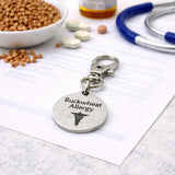 Buckwheat Allergy Medical Alert Clip On Charm Stainless Steel Allergy Awareness Emergency Tag
