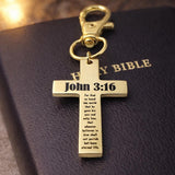 John 3 16 Gold-Plated Cross Clip On Charm