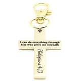 Philippians 413 Gold-Plated Cross Clip Charm