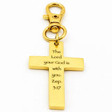 God Is With You Zep 3 17 Gold-Plated Cross Charm