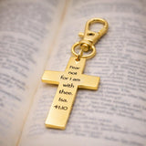 Fear Not I Am With Thee Gold-Plated Cross Charm