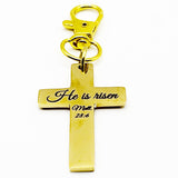 He Is Risen Gold-Plated Cross Charm Matthew 28 6